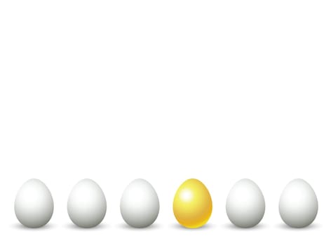 golden egg among common eggs, to illustrate investment concept.