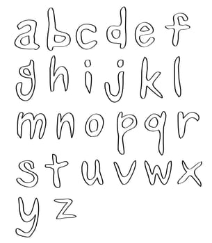 handwritten alphabets, in small letters.