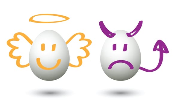 angel and devil cartoon, for conceptual symbol.
