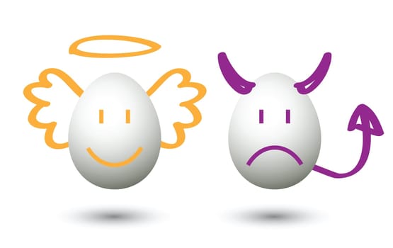angel and devil cartoon, for conceptual symbol.