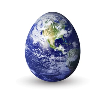 earth in egg shape, to convey a fragile earth.