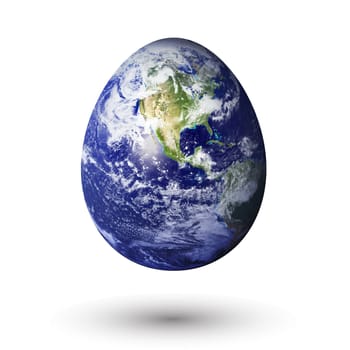 earth in egg shape, to convey a fragile earth.
