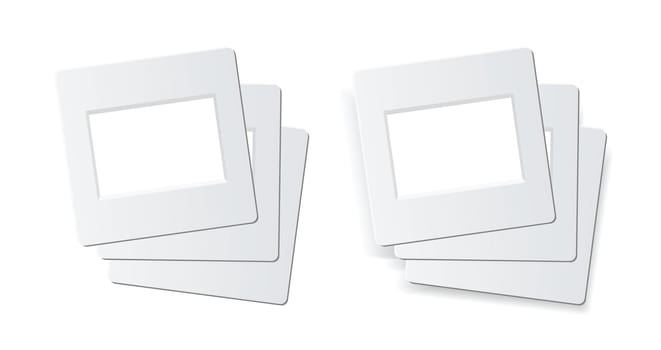 slide frames for 35mm format, 1 stack is isolated on white, 1 stack is with shadow effect. vector is available.