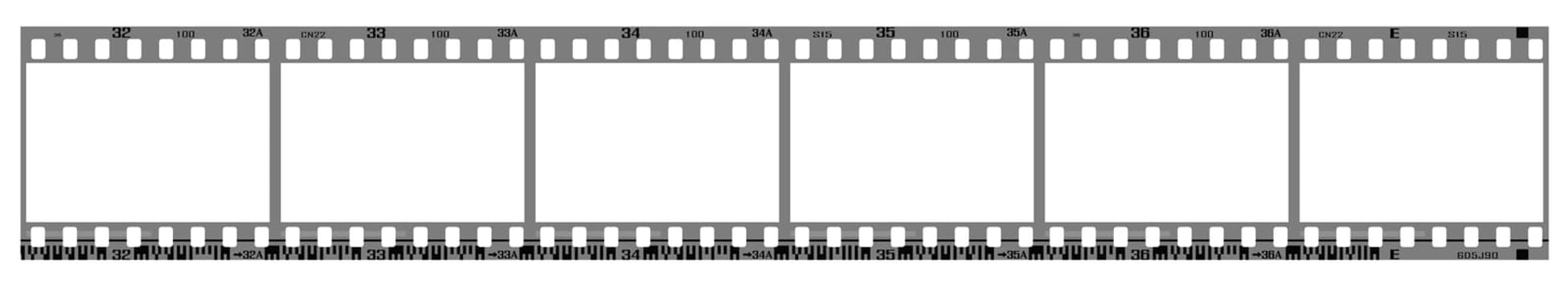 35mm negative frames, with details and accurate dimension. Realistic look.