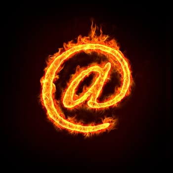 a burning at sign with flames, for email concepts.