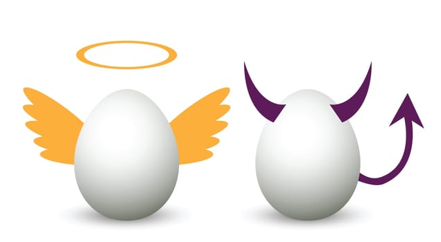 angel and devil symbol, to illustrate good and bad.