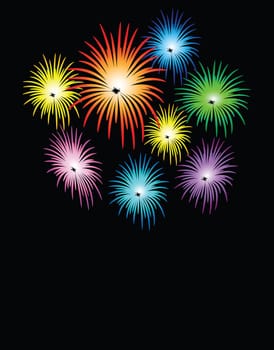 illustrations of fire works, vectors.