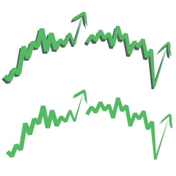 stocks index upward arrow, indicate rising and rebounds. Isolated on white. Please check my profile for downward arrow.