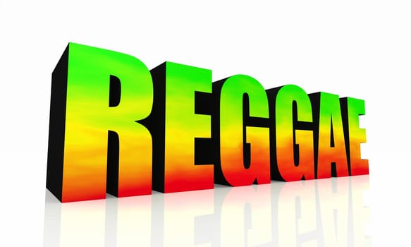 3D Text Reggae Isolated - Green Yellow Red