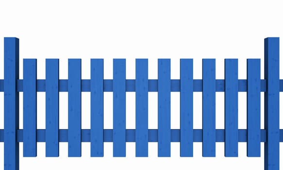 3D Wooden Fence - Blue Clipped 03