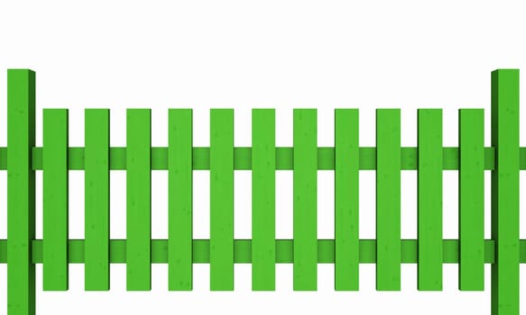3D Wooden Fence - Green Isolated 03