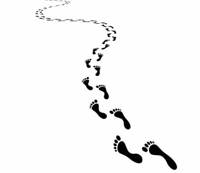 Black footprints on white background