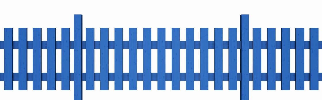 3D Wooden Fence - Blue Isolated 01