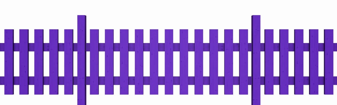 3D Wooden Fence - Purple Isolated 01