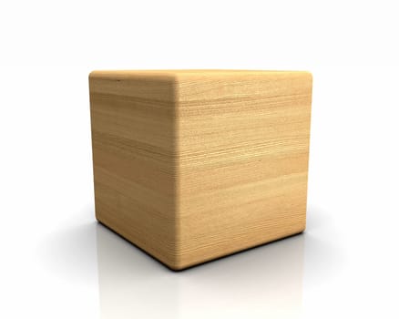 3D Wooden Cube Rounded - Ash European