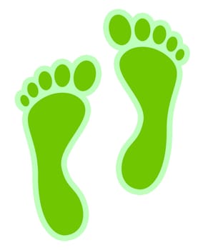 Footprints green on white