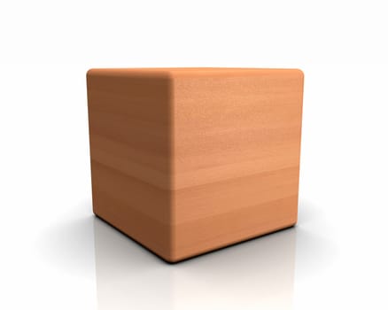 3D Wooden Cube Rounded - Beech (European)