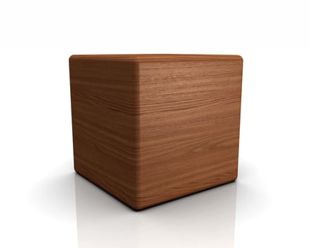 3D Wooden Cube Rounded - Chestnut