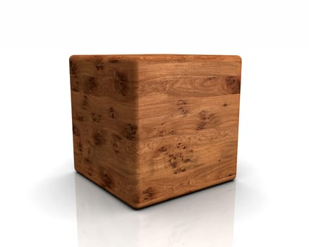 3D Wooden Cube Rounded - Oak with Knotholes