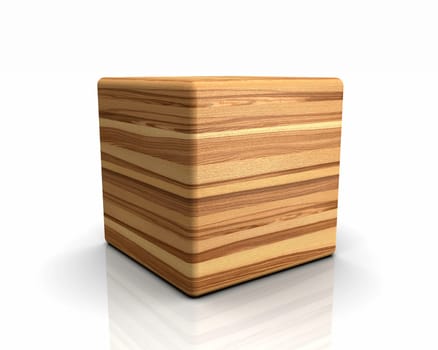 3D Wooden Cube Rounded - Ash Olive