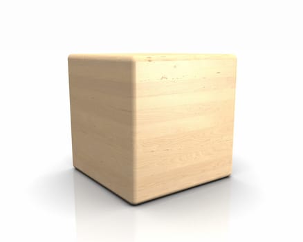 3D Wooden Cube Rounded - Birch European