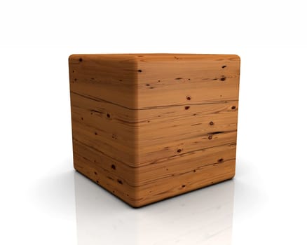 3D Wooden Cube Rounded - Spruce Old