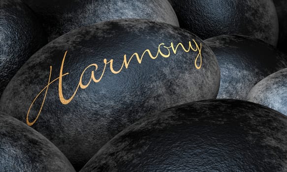 Black Stones with Text - Harmony
