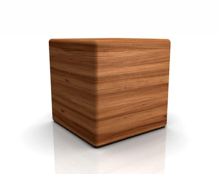 3D Wooden Cube Rounded - Elm