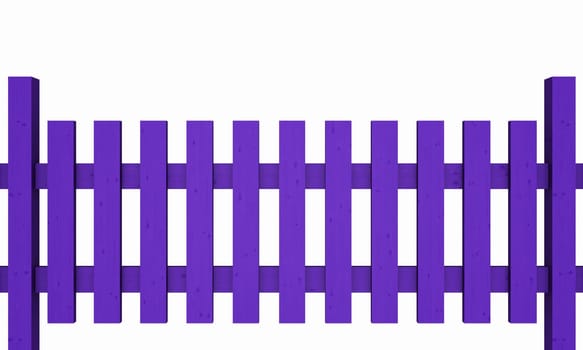 3D Wooden Fence - Purple Isolated 03