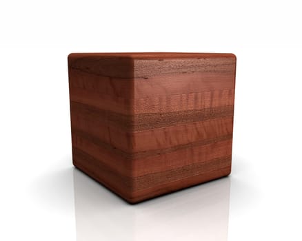 3D Wooden Cube Rounded - Apple Tree