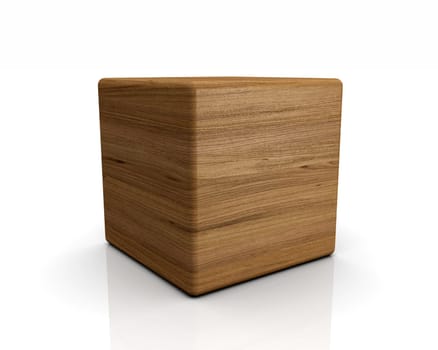 3D Wooden Cube Rounded - Oak European