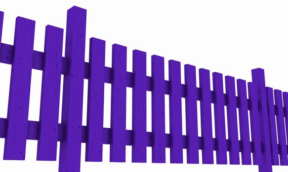 3D Wooden Fence - Purple Isolated 02