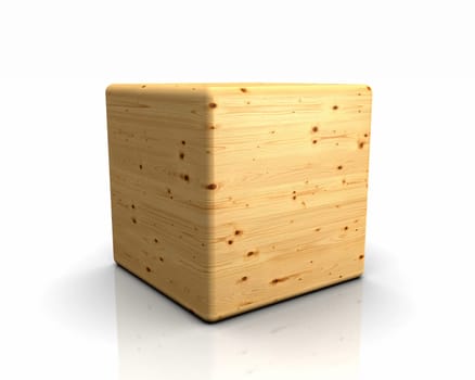 3D Wooden Cube Rounded - Spruce with Knotholes