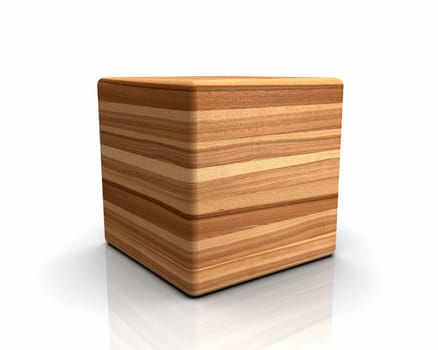 3D Wooden Cube Rounded - Ash Brown