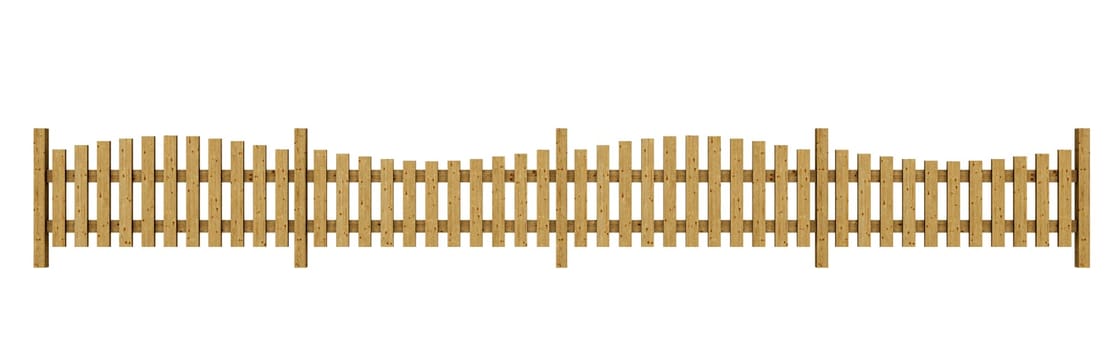 3D Wooden Fence - Light Brown Isolated 05