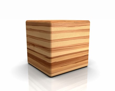 3D Wooden Cube Rounded - Beech Natural Core