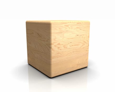 3D Wooden Cube Rounded - Birch Peeled
