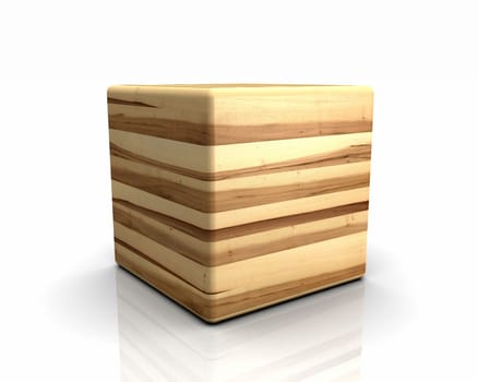 3D Wooden Cube Rounded - Maple Core