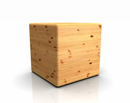 3D Wooden Cube Rounded - Pine Knothole