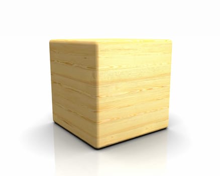 3D Wooden Cube Rounded - Pine