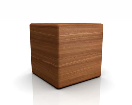 3D Wooden Cube Rounded - Larch (European)