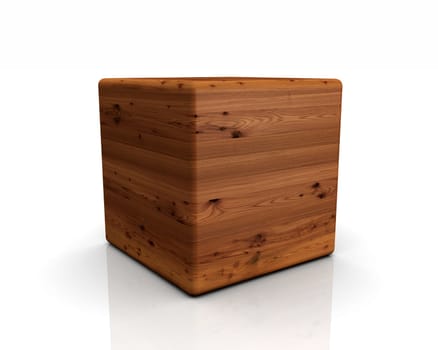3D Wooden Cube Rounded - Larch Antique