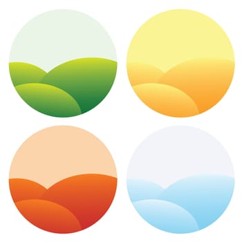 four seasons indications, spring, summer, autumn and winter.