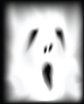 ghost face illustrations, that blends into black backgrounds.