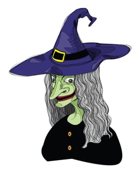 illustrations of witch, in pencil drawing style.