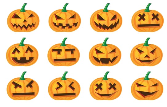 different expressions of halloween pumpkins, vector format.