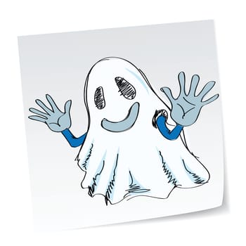 a note with hand-drawn halloween theme message - 3 of series.