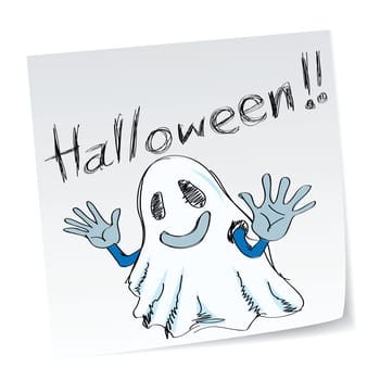 a note with hand-drawn halloween theme message - 3 of series.