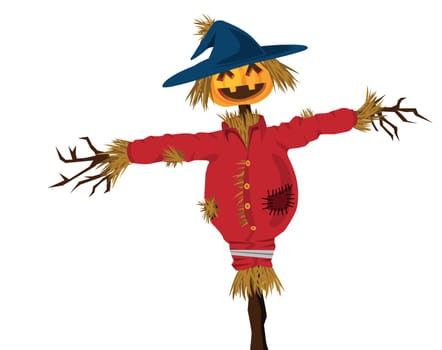 halloween scarecrow illustration, with evil grin.