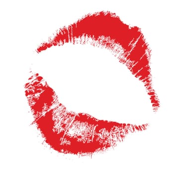 realistic lip mark, carefully transferred. isolated on white background.